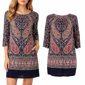 Massimo Dutti Paisley‎ boho baroque print dress sz 6